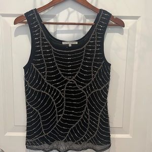 'Search for Sanity' Black Beaded Sequin Tank Top Women’s Small